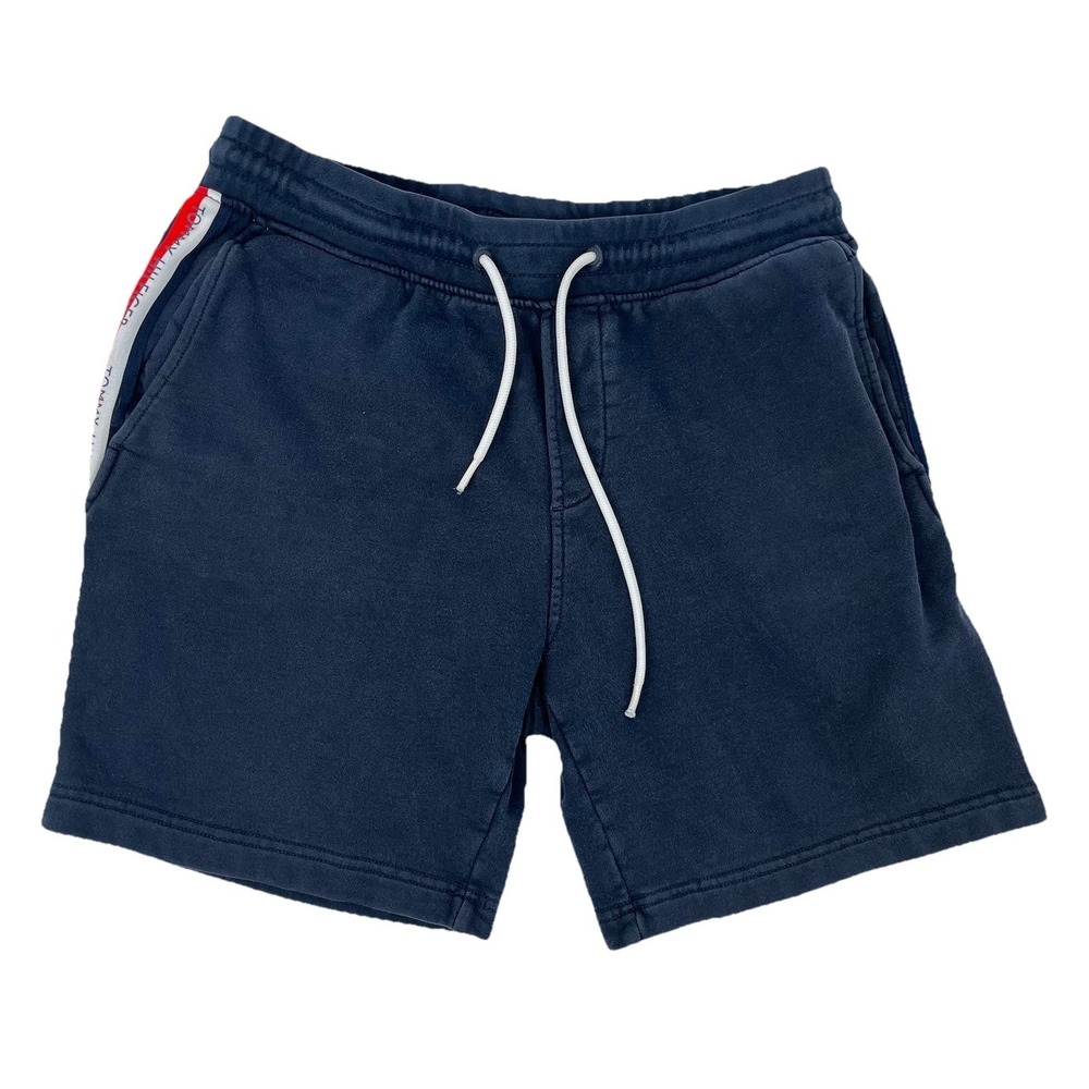 Tommy Hilfiger 100% Cotton Shorts W Global Red Side Stripe Navy Blue Size Medium